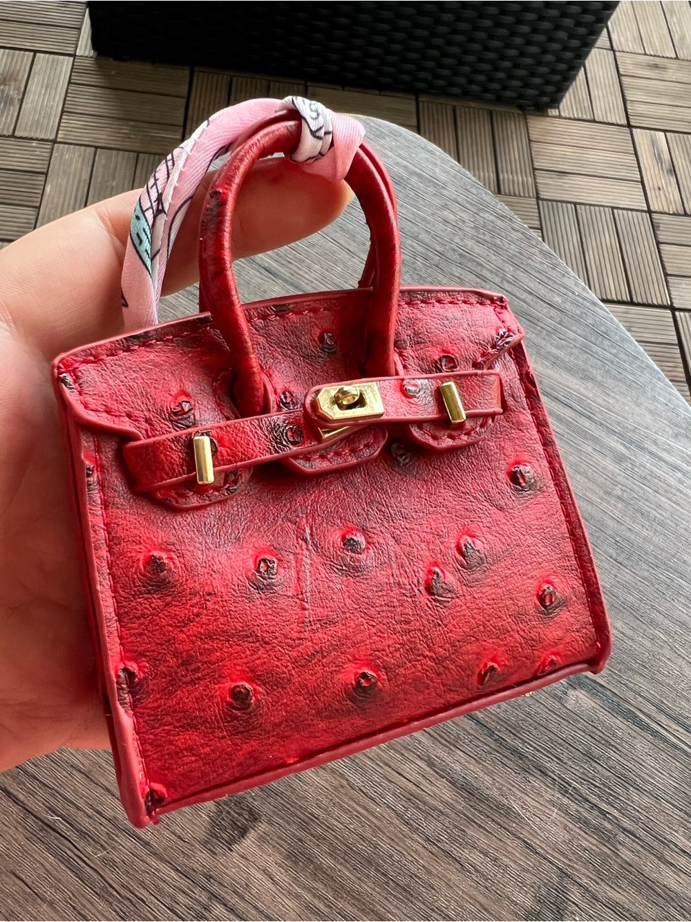Mini Tote, Bag Charm, Coin Purse, Headphones Holder - RED